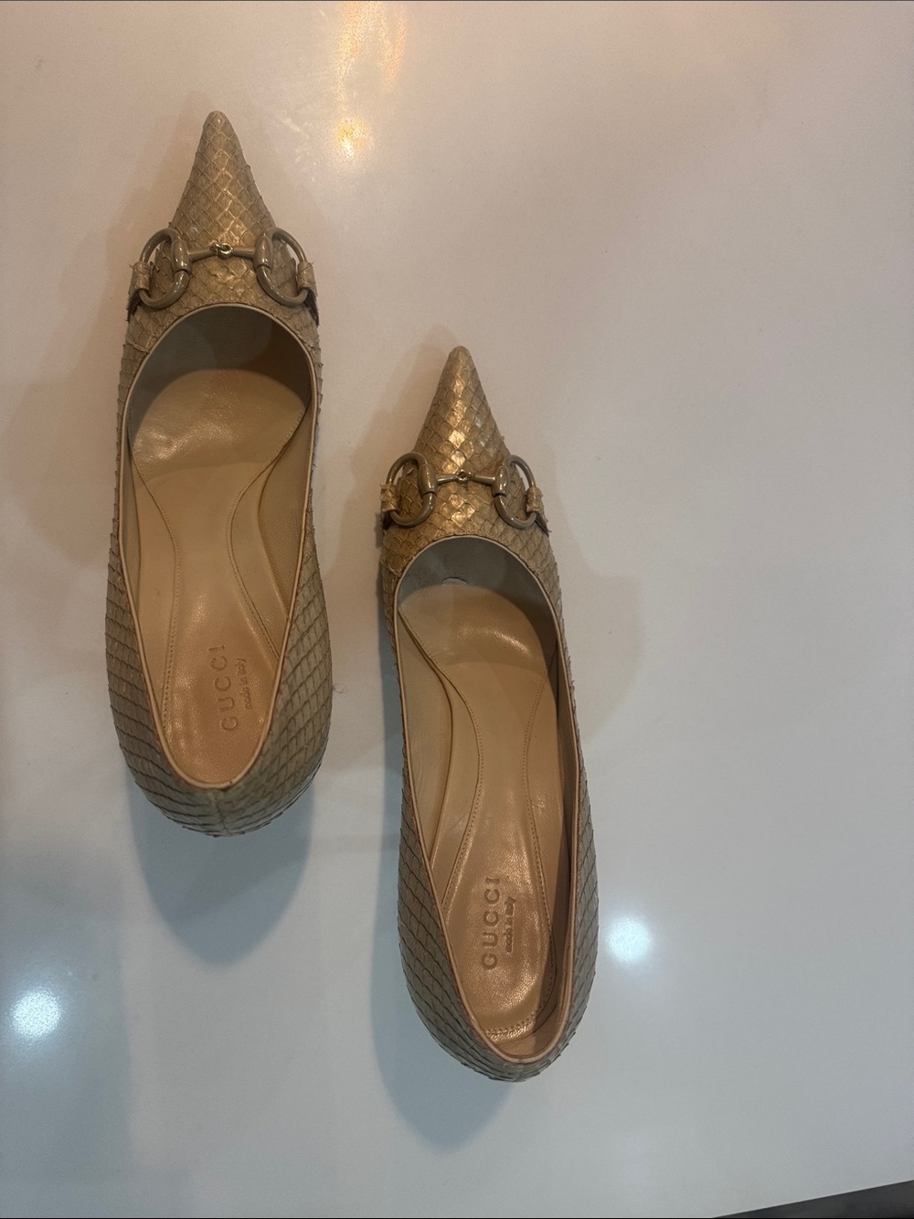 GUCCI 2004 “Tom Ford” Women's Pointed Toe Stiletto Pump in Light Beige -snake - Picture 13 of 17